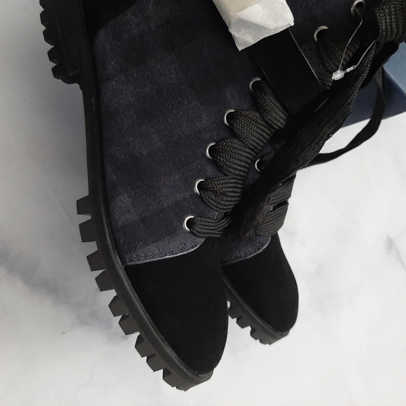 Splendid Celine Plaid Black Grey Combat Boots - Picture 3 of 6